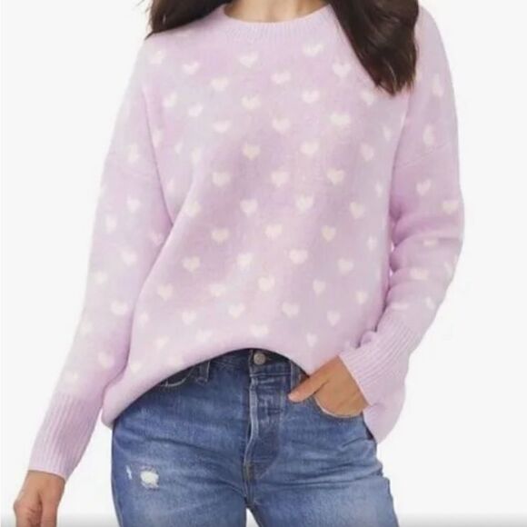 Vince Camuto Women's Valentine Heart Azalea Sweater NWT Small Ice Pink - Picture 1 of 7